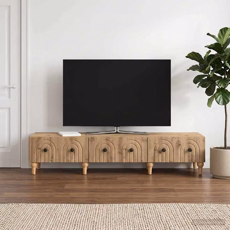 Mobile TV vidaXL in Rovere Artigianale e Legno, Colore Marrone, L 147 cm x P 34,5 cm x H 30 cm