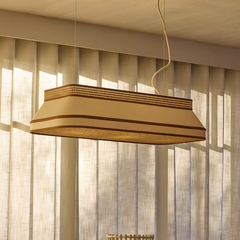 MARKET SET Lampada a sospensione Square, dimmerabile, Crema / Ambra, Soggiorno / Sala da pranzo, Tessuto / Stoffa / Seta, Design, Lampada a sospensione