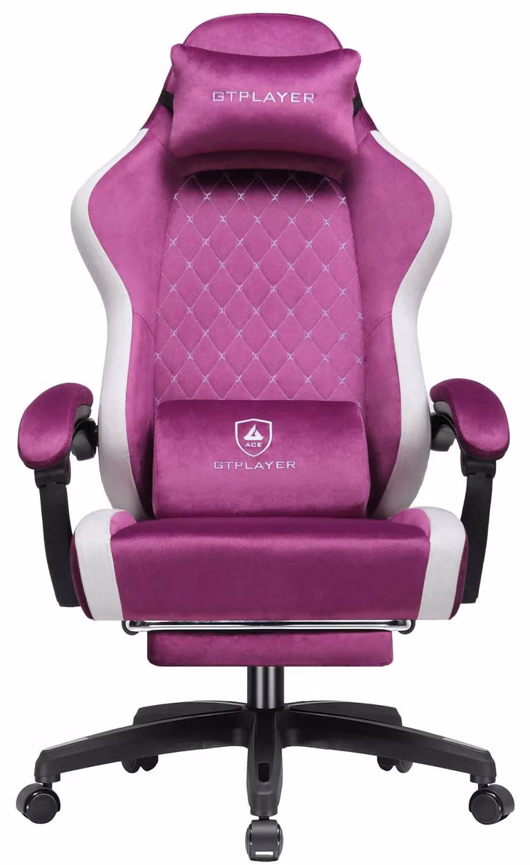 Sedia da gaming - Sedia ergonomica per ufficio per PC - Tessuto traspirante - Schienale alto - Rotazione a 360° con poggiapiedi - Colore: viola