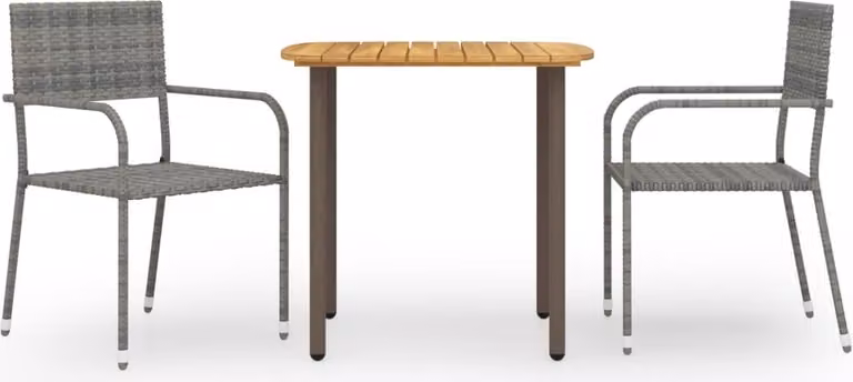 Maison Exclusive - Set da pranzo da giardino 3 pezzi in polyrattan grigio
