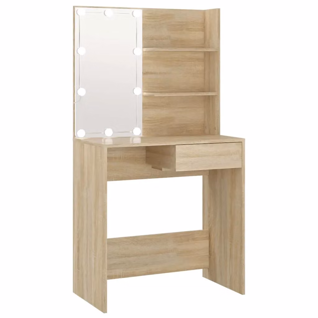 Toeletta con LED vidaXL in Legno Multistrato Marrone, L/P/H: 74,5 x 40 x 141 cm – 2