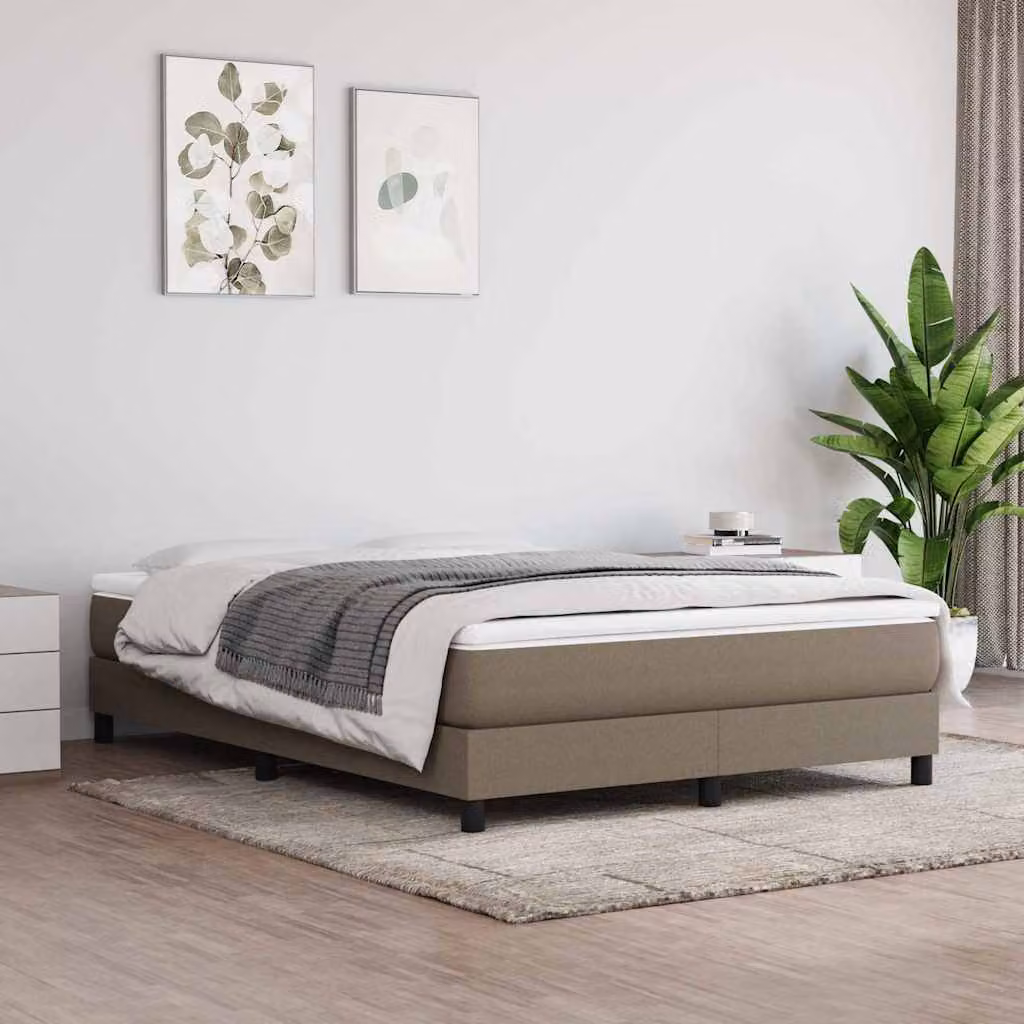 Struttura Letto con Rete a Molle Imbottita vidaXL in Tessuto Beige/Grigio L 140 cm x P 200 cm x H 25 cm