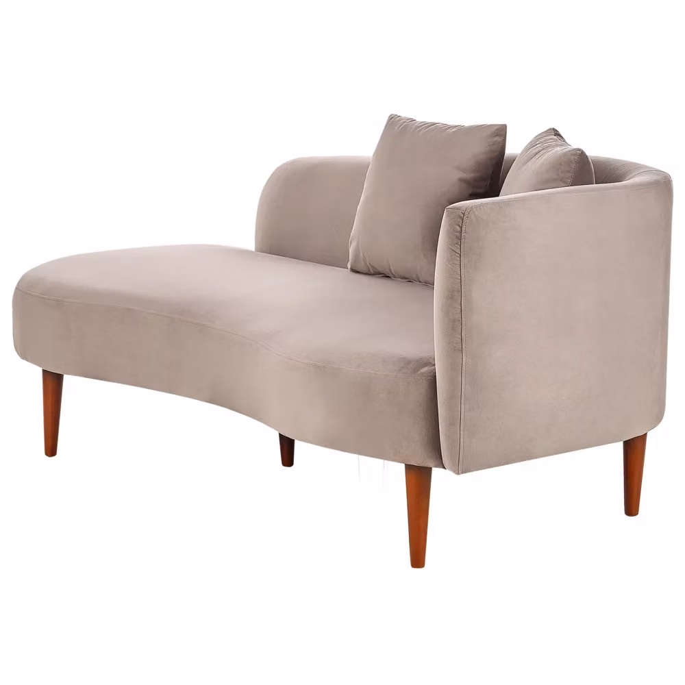 Chaise Lounge BELIANI in velluto beige con design moderno e lato destro, L/P/H: 168 x 74 x 75 cm – 2