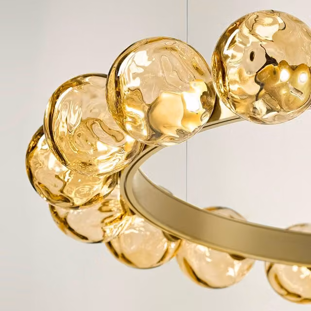 Lampada a sospensione Panzeri Muranè R in vetro e metallo disponibile in bronzo, nero o oro/ottone
