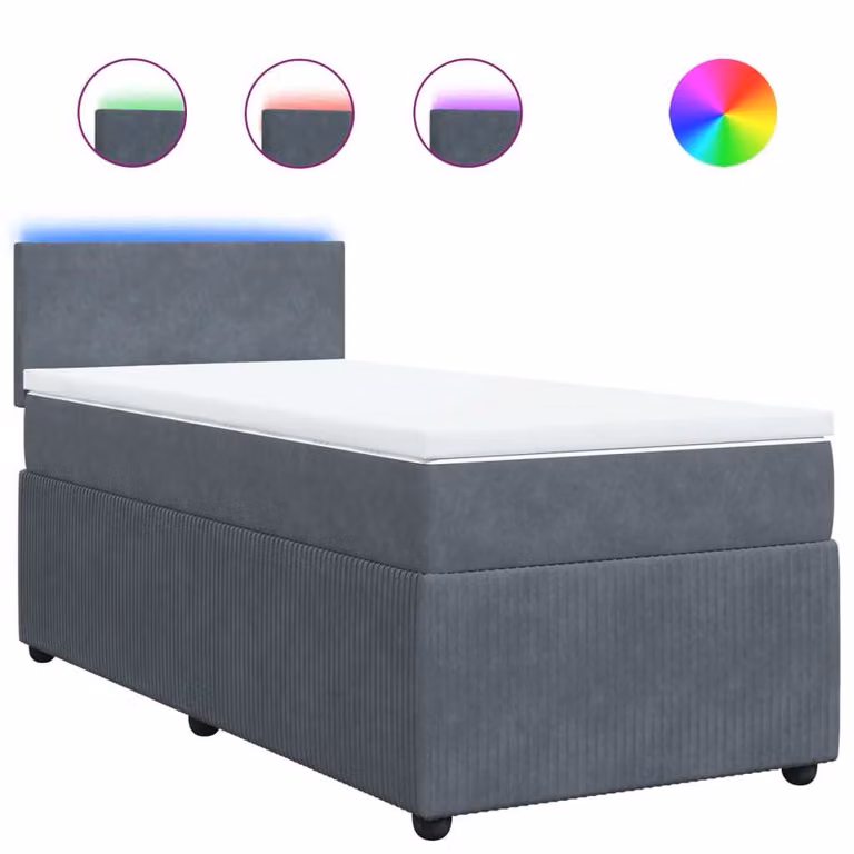 Giroletto a Molle con Materasso Grigio Scuro 100x200 cm Velluto