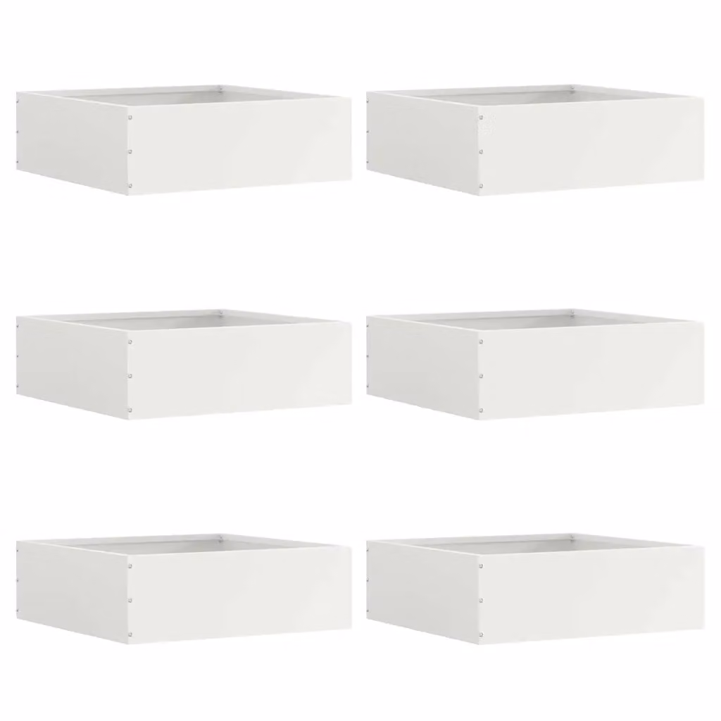 Set di 6 bordure per prato vidaXL in acciaio bianco, L/P/H: 40 x 40 x 13 cm