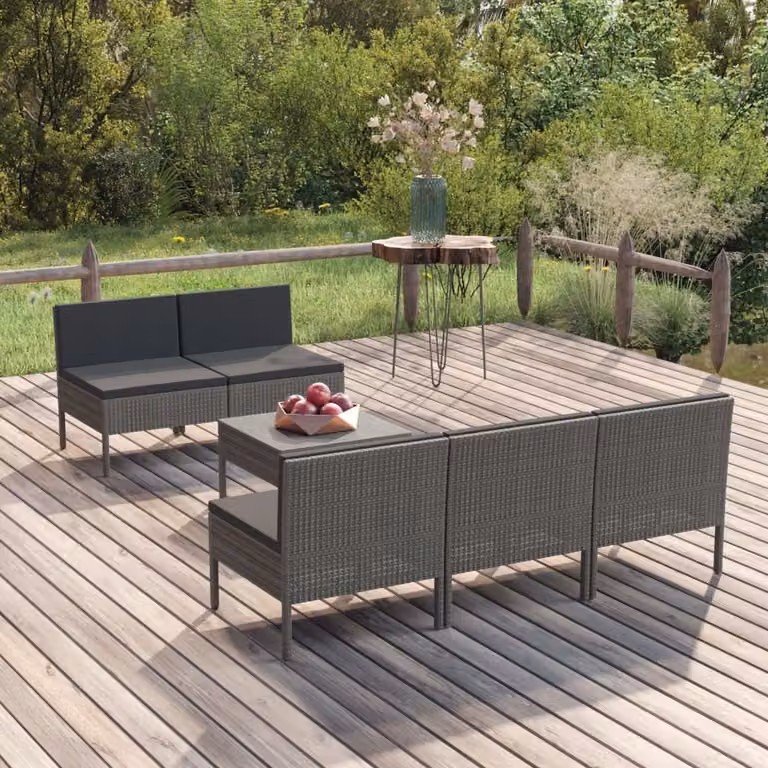 Maison Exclusive - Set da giardino da 6 pezzi con cuscini in rattan sintetico grigio
