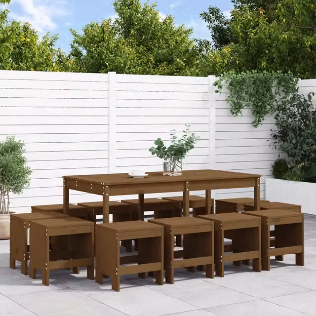 Set da Pranzo da Giardino 13 pz ambra in Legno Massello di Pino 3157724