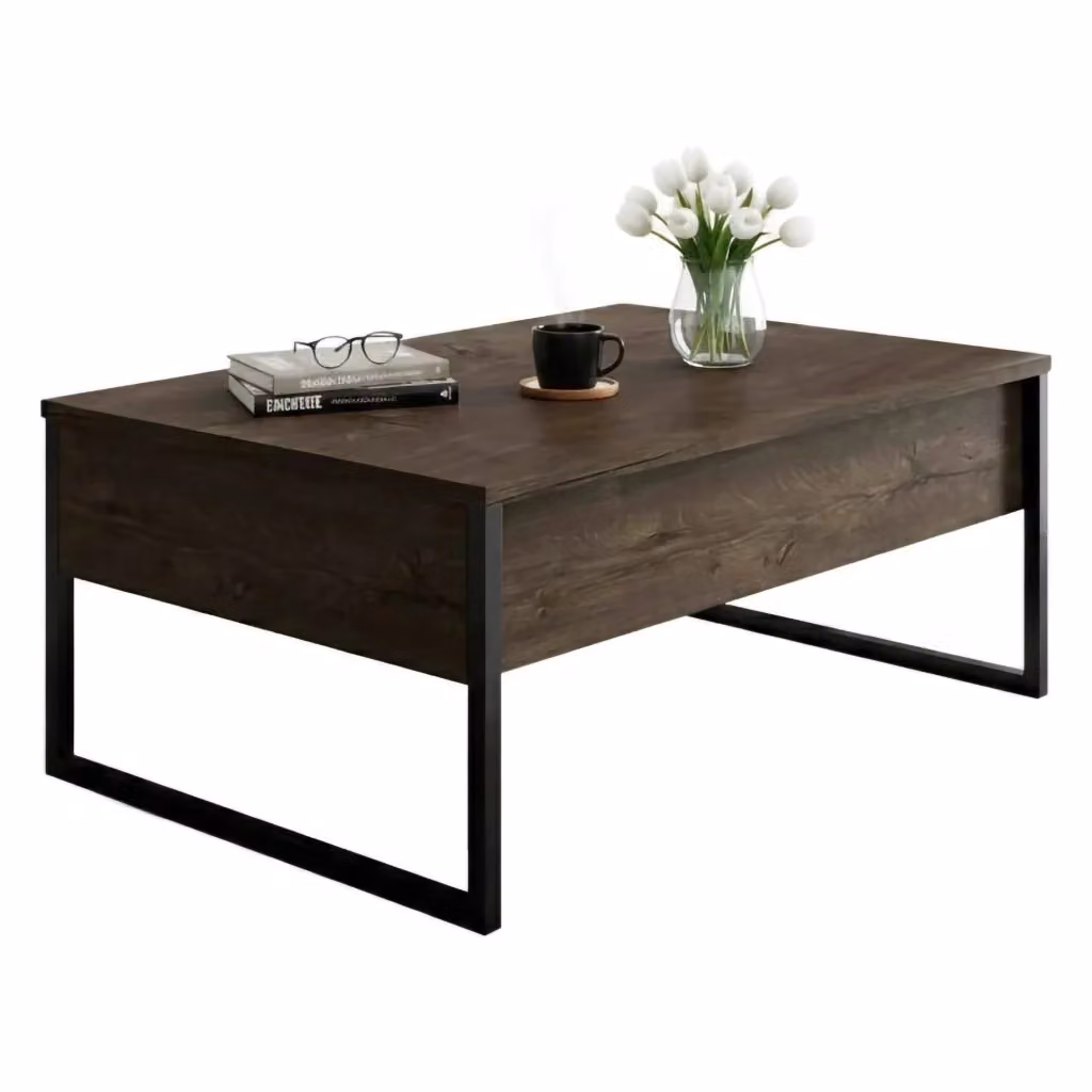 Tavolino da salotto Lavinia DMORA, tavolo basso rettangolare moderno in noce e nero, L: 90 cm, P: 60 cm, H: 40 cm – 2