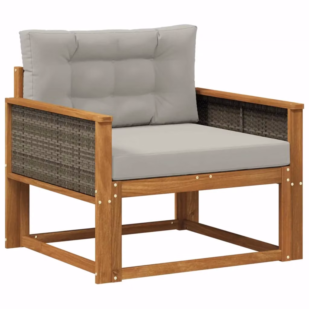 Divano centrale componibile per esterno DESIGN IN in legno di acacia con cuscini inclusi, colori marrone e grigio – 2