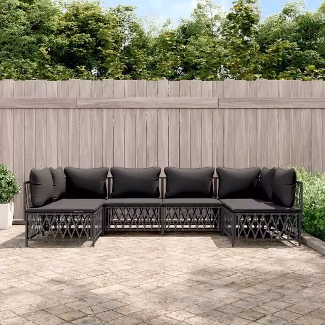 Set Salotto da Giardino 6 pz con Cuscini in Acciaio Antracite 3186909