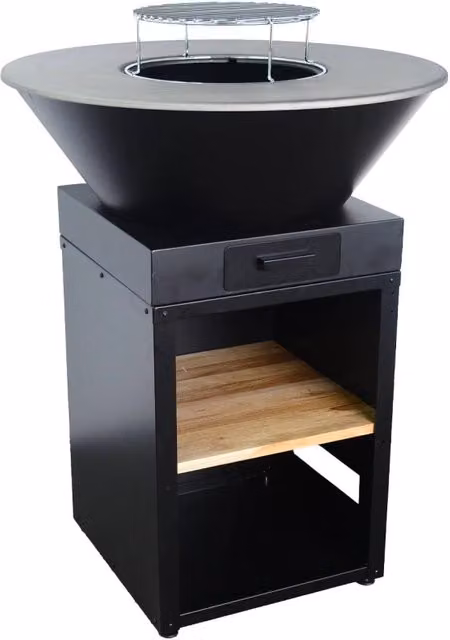 Braciere barbecue con vano portalegna, ø81,5cm, nero