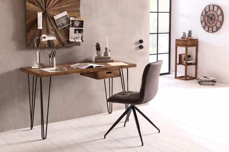 Scrivania BAGLI marrone 130 x 60 x 76 cm in legno massiccio