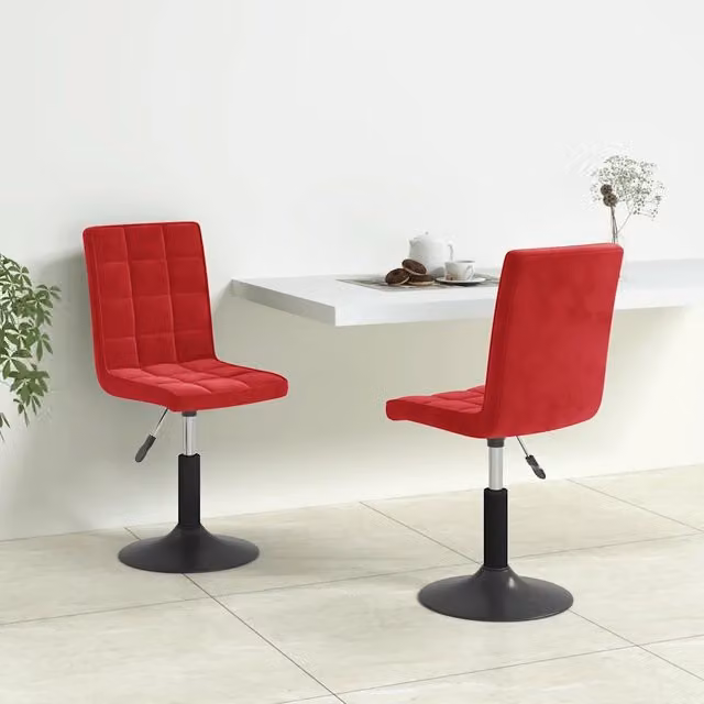 Set di 2 sedie da pranzo girevoli vidaXL in velluto rosso moderno