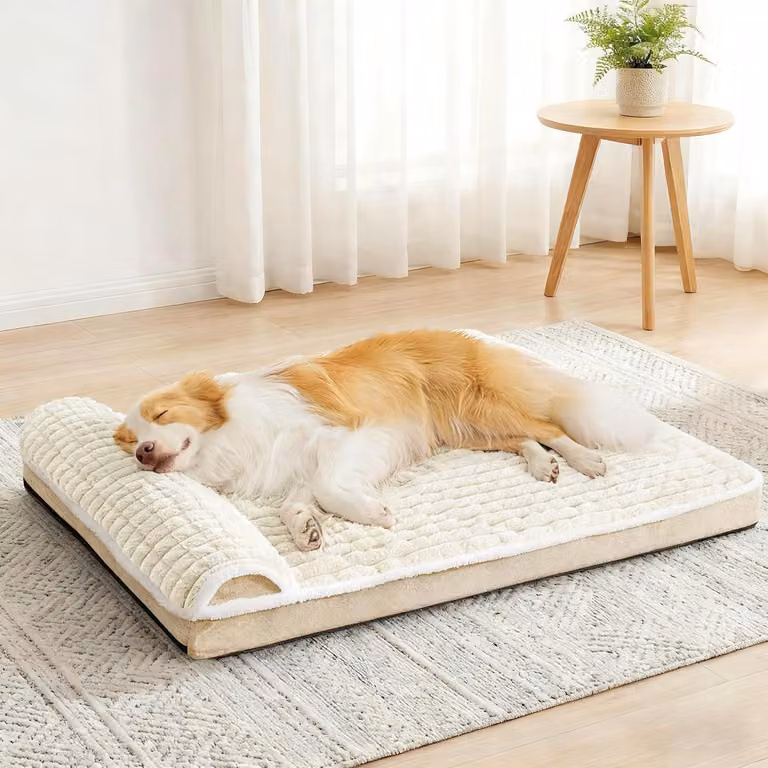 Cuccia ortopedica per cani con cuscino, 106x71 cm, color beige