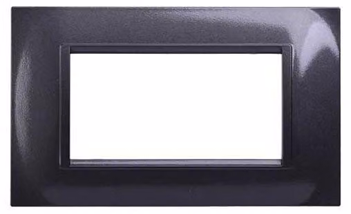 Placca compatibile Bticino Livinglight 4 moduli plastica quadrata colore acciaio scuro
