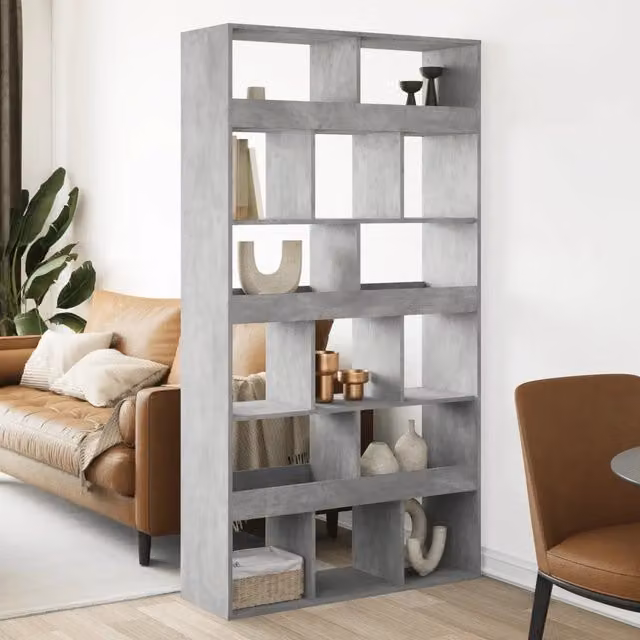 Libreria Design Mania Grigio Cemento in MDF per Soggiorno o Ufficio, L 100 cm x P 33 cm x H 187,5 cm – 1