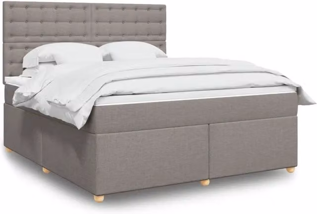Letto Ibrido vidaXL con Giroletto a Molle e Materasso in Tessuto, Colore Tortora, L/P: 180 x 200 cm