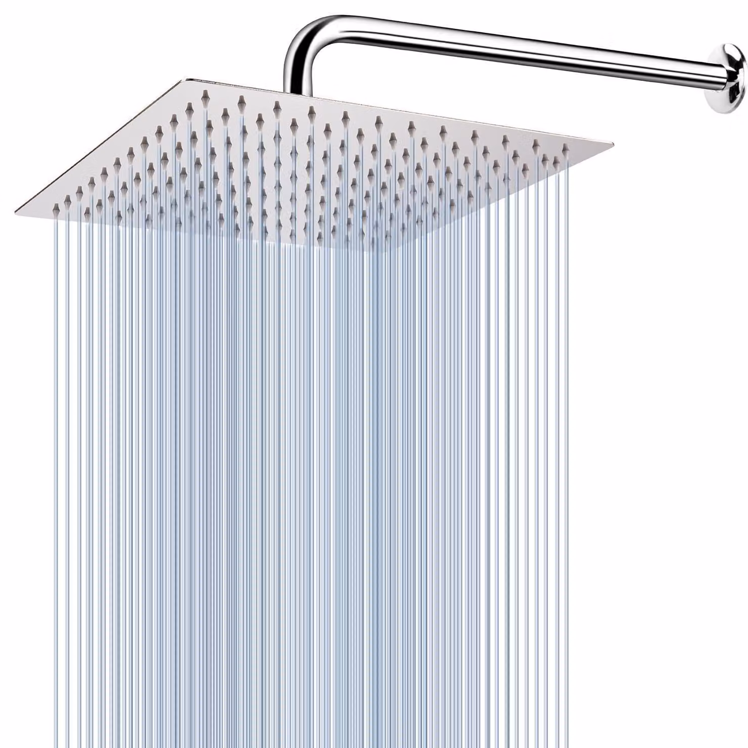 Doccia a soffitto con braccio di prolunga, in acciaio inossidabile, quadrata, con un diametro di 30 cm, braccio doccia di 38 cm, alta portata