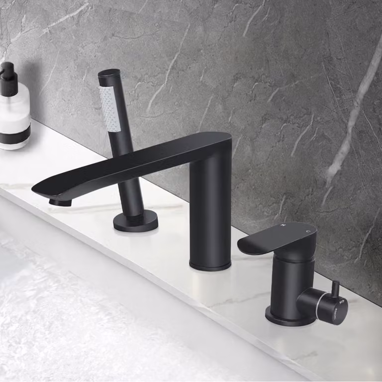 Miscelatore per lavabo con 3 fori e doccetta estraibile
