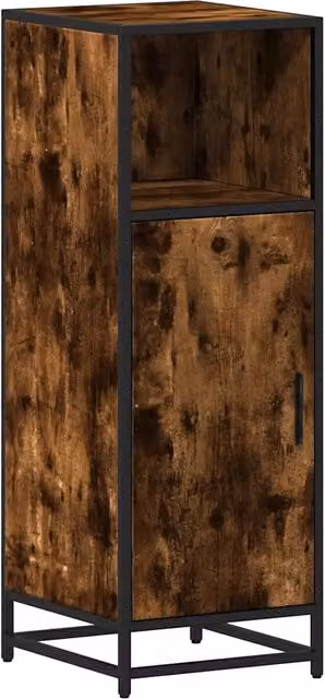 Armadio da bagno 35 x 37,5 x 100 cm con anta flessibile in stile industriale in legno ingegnerizzato rovere fumo 02_0049636