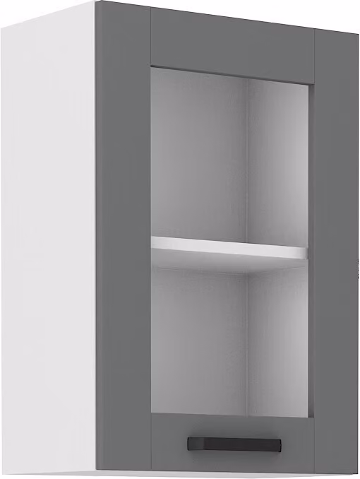 Armadietto superiore vetrato LAILI - larghezza 40 cm, grigio / bianco