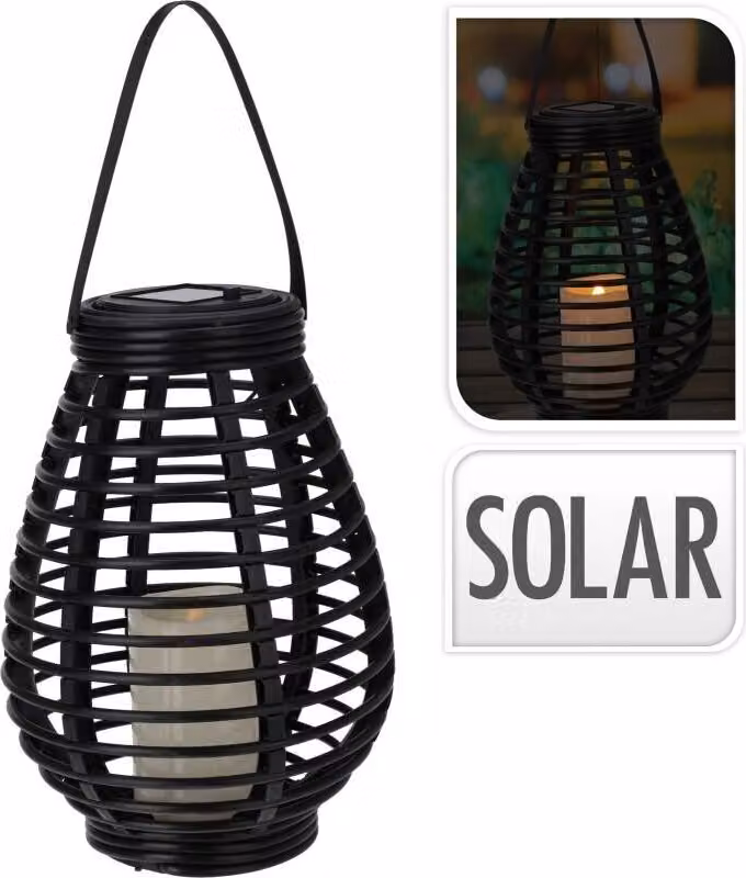 PROGARDEN Lanterna solare 26 cm nera KO-CX2000250