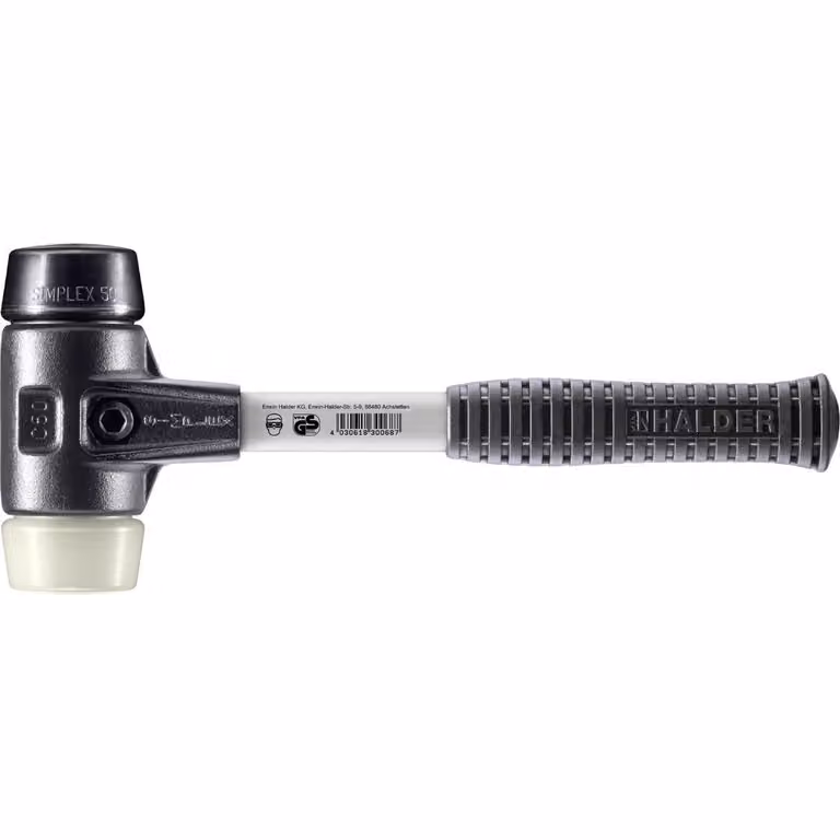 Mazza SIMPLEX soft-face con alloggiamento in TE rinforzato e impugnatura in fibra di vetro, Ø 50, composizione gomma / nylon
