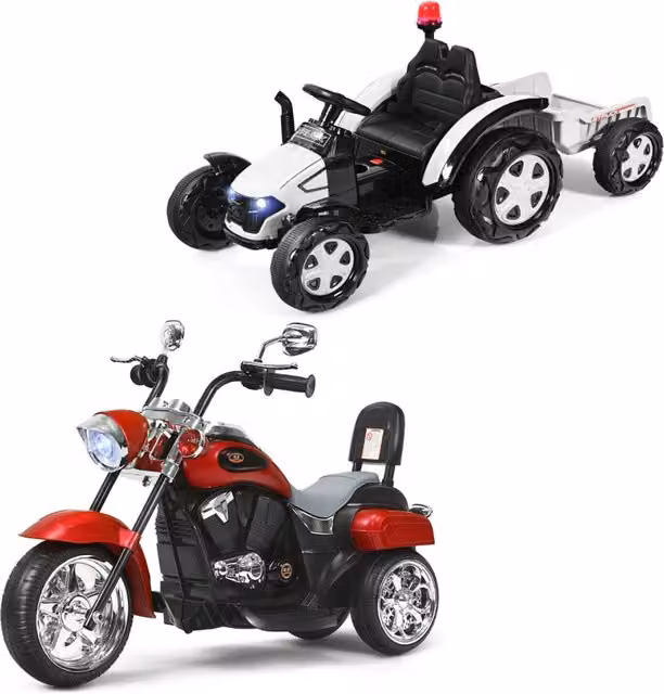 Moto in stile chopper per bambini e trattore elettrico per bambini-Moto cavalcabile alimentata a batteria e trattore giocattolo