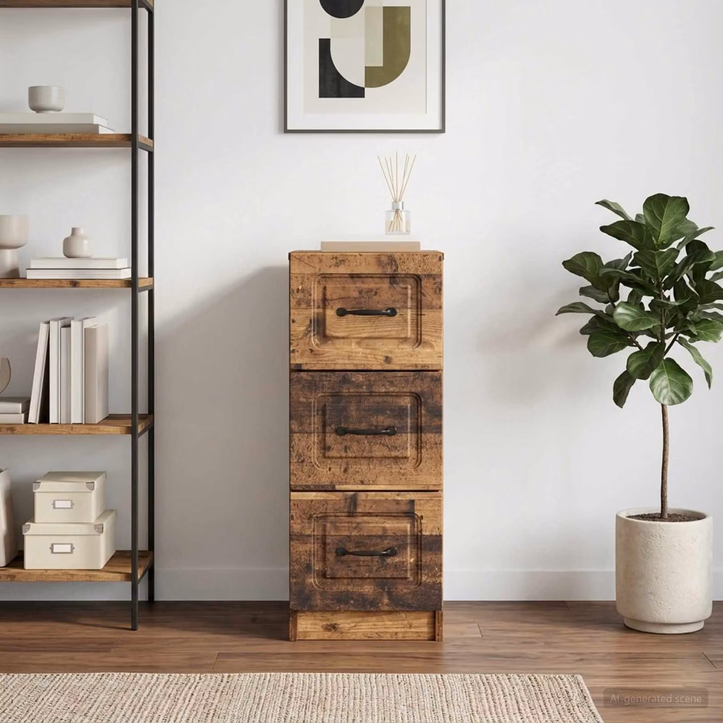 Mobile con cassetti vidaXL in legno color marrone antico L: 33 cm, P: 34,5 cm, H: 87 cm