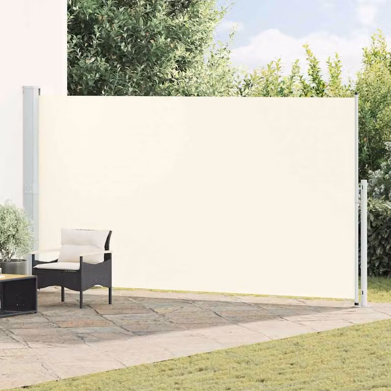 Tenda Laterale Retrattile vidaXL per Patio in Poliestere e Acciaio, L: 514 cm, H: 200 cm, Colore Beige