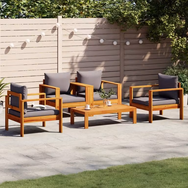 Maison Exclusive - Set da giardino 5 pezzi con cuscini in legno massello di acacia