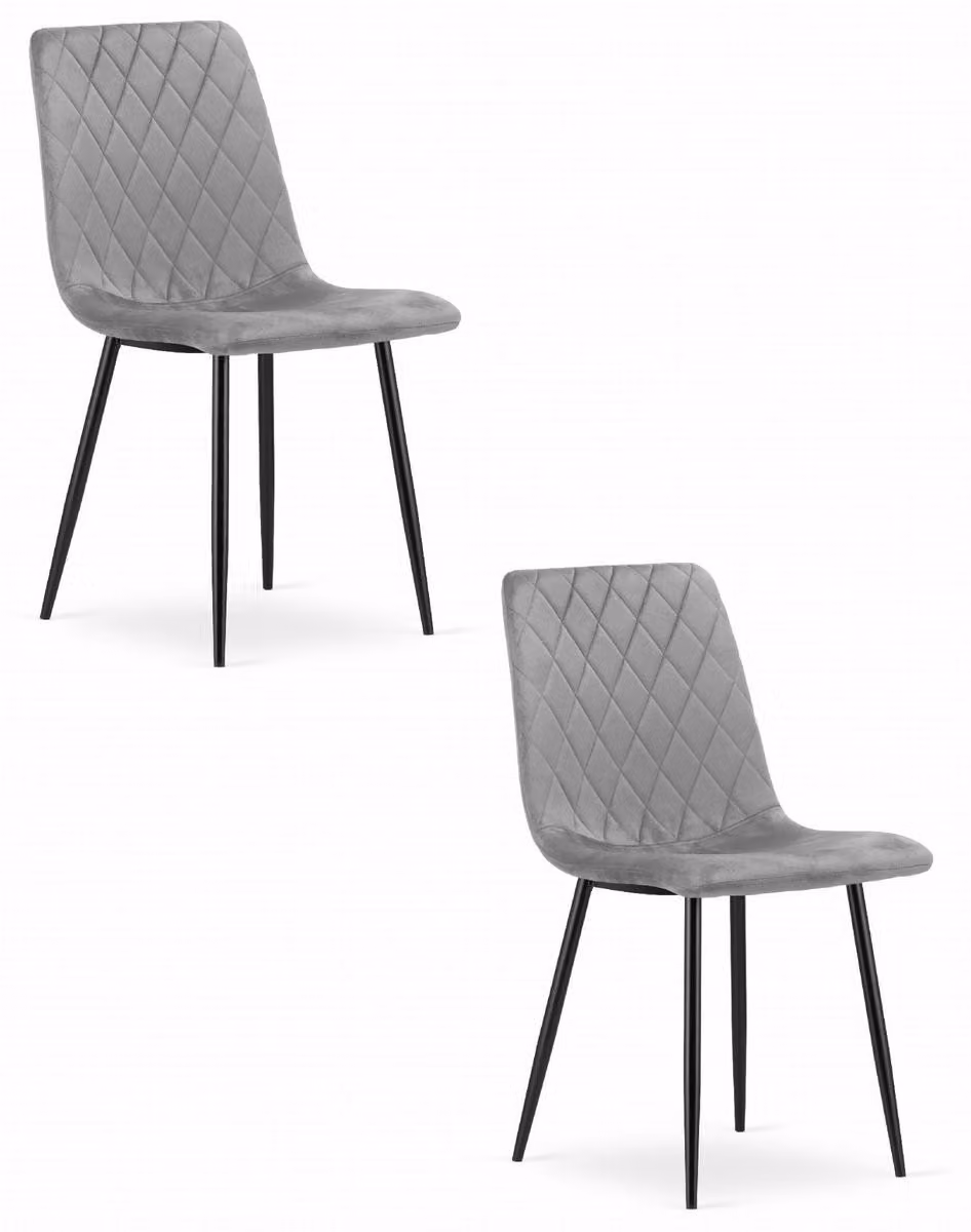 Set di 2 sedie Turin in velluto grigio chiaro