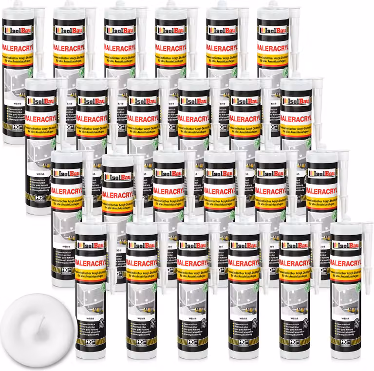 Isolbau Acrilico per pittura 24 x 300 ml Bianco - Sigillante acrilico plastoelastico per la sigillatura di giunti in ambienti interni ed esterni - Cartuccia