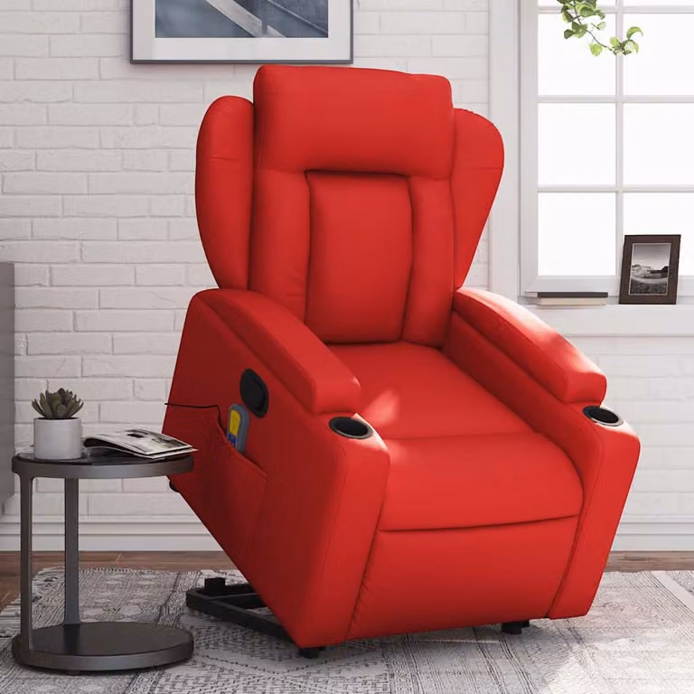vidaXL Poltrona Alzapersona Reclinabile con Assistenza Elettrica in Similpelle Rossa