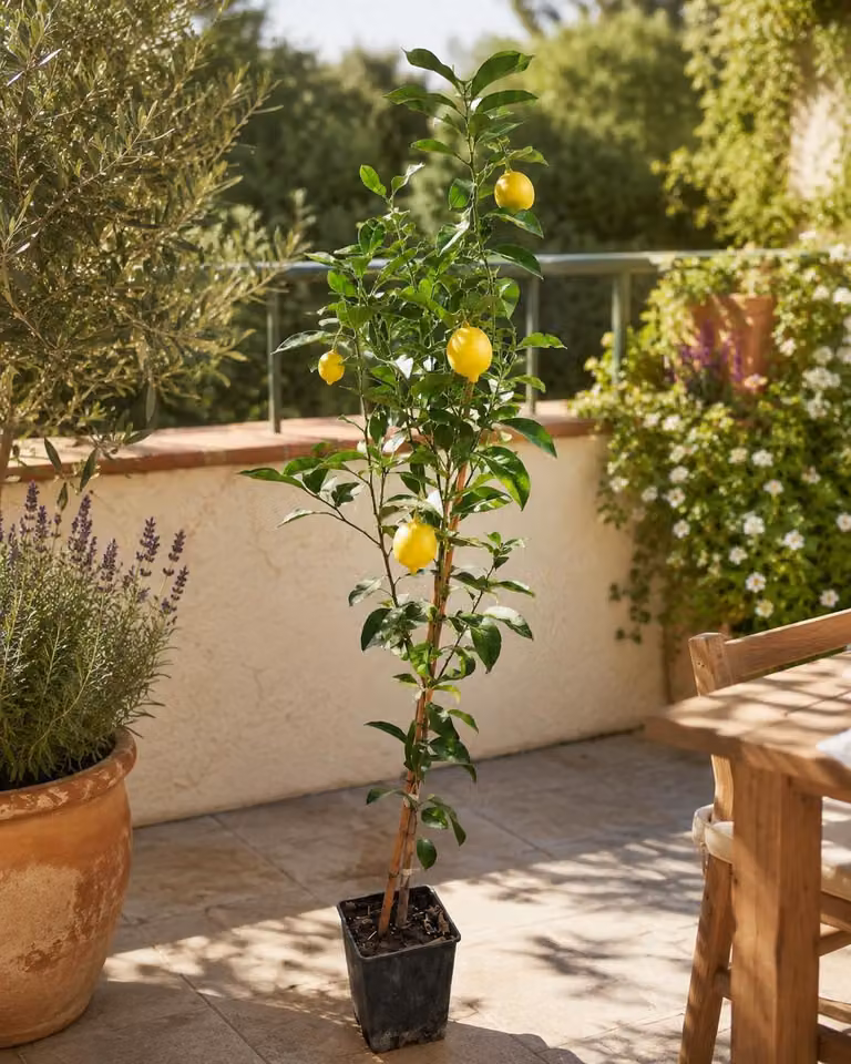 Alberello di limone 120–140 cm Citrus limon Fino 49, vero alberello di limone, agrume mediterraneo, alberello con fusto, resistente al freddo