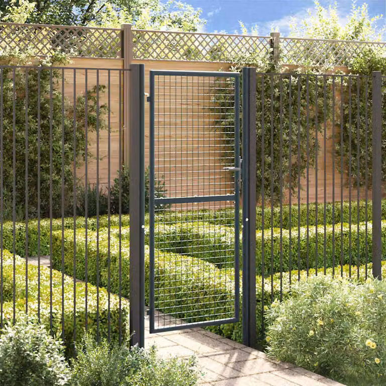 vidaXL Cancello a Battente in Acciaio Zincato Grigio Antracite L: 100 cm, H: 200 cm