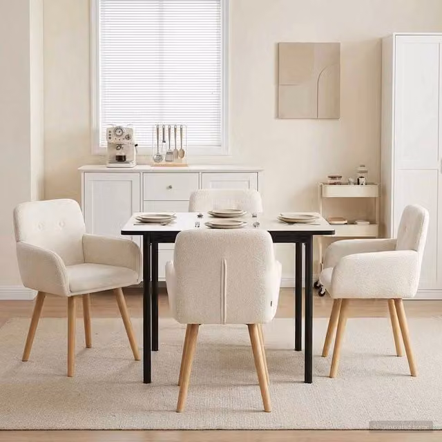 Sedie da pranzo 4 pz Bouclé Crema 59 x 56,5 x 85 cm 3428272