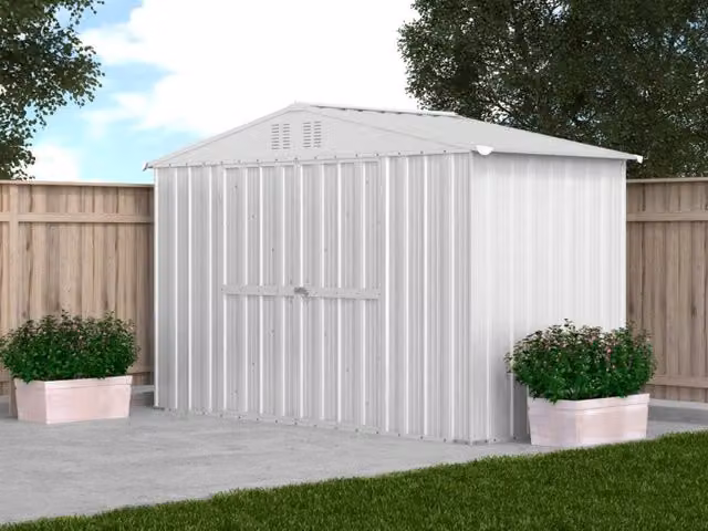 Box attrezzi casetta giardino in Acciaio Zincato 327x155cm x h2.15m - 114KG - 5.06mq - BIANCO