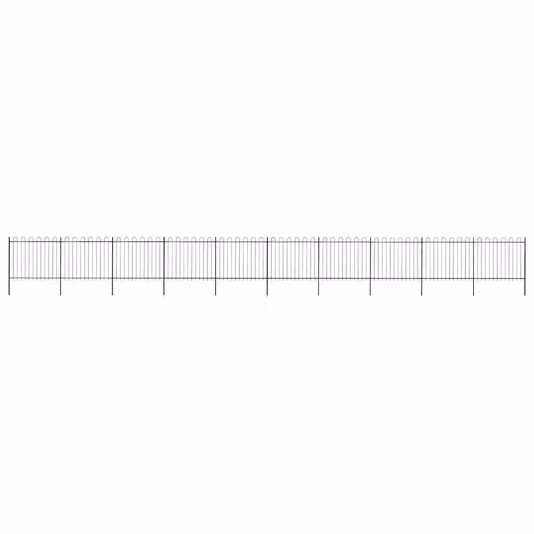 Recinzione da giardino vidaXL in acciaio con parte superiore ad anello, colore nero, L: 1673 cm, H: 150 cm