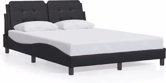 Letto matrimoniale | Letto per adulti | Giroletto senza Materasso Zadar Nero 140x200 cm in Similpelle