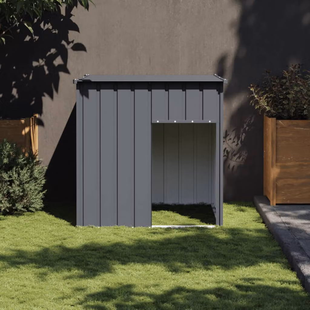 Cuccia per cani con tetto vidaXL in acciaio zincato antracite L 110 cm x P 103 cm x H 109 cm