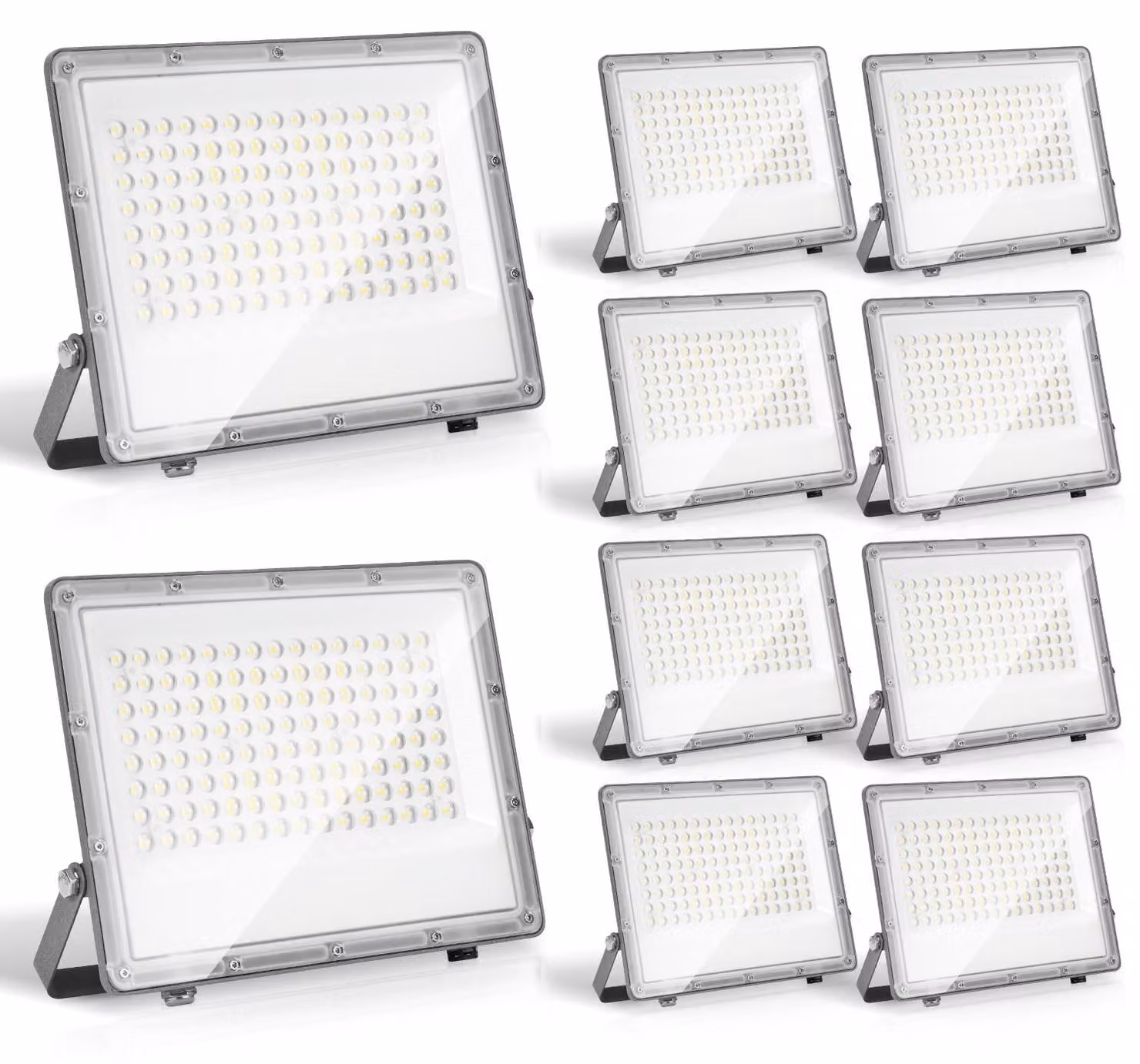 Ikodm, faretto LED da esterno, 100W, illuminazione LED IP65, alluminio, per uso esterno e industriale, luce bianca fredda 6000K, confezione da 10