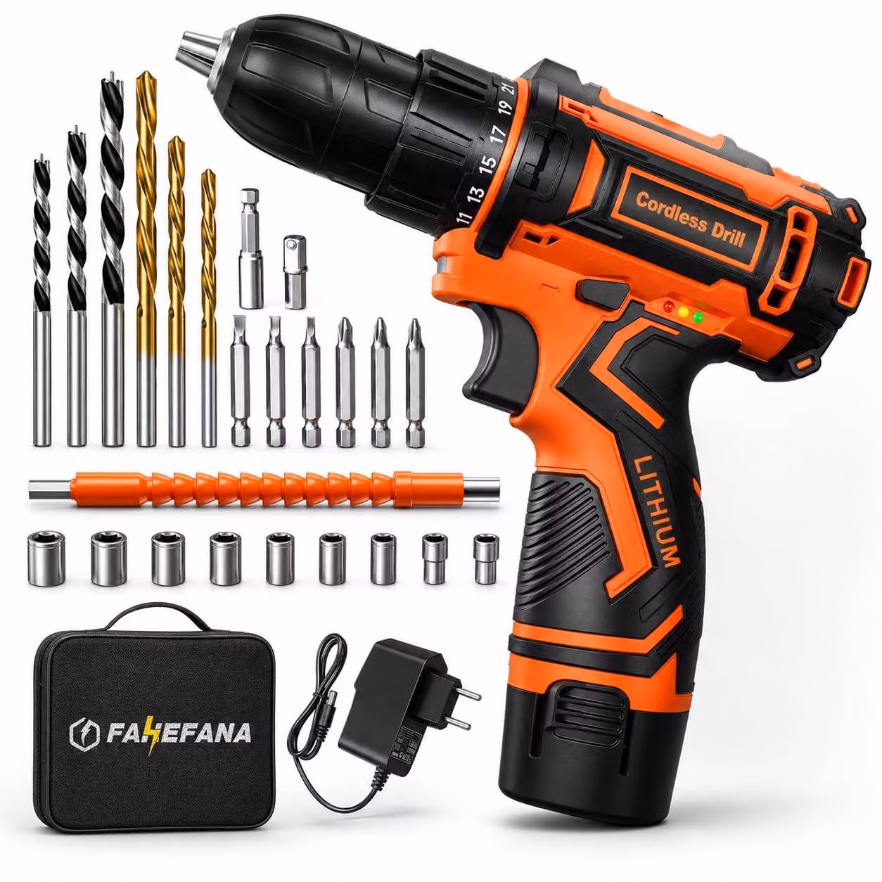 Trapano avvitatore a batteria da 12 V - Coppia di 25 Nm - Batteria da 2,0 Ah - Ideale per manutenzione e fai-da-te
