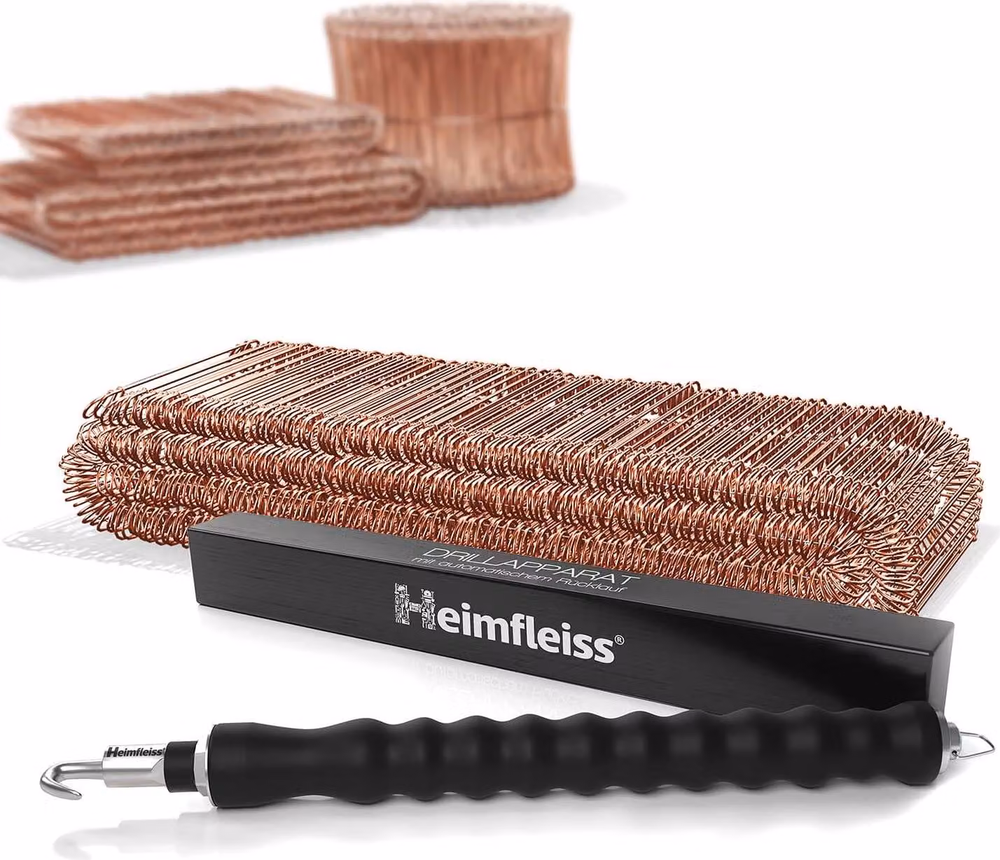 Heimfleiss® Drill + Filo di legatura per calcestruzzo 1,0 x 100 mm (500 pz.) - filo ramato con pinze per filo - filo di legatura incl. trapano a filo