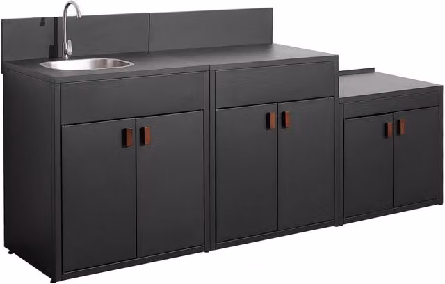 Cucina da esterno modulare in acciaio, 3 moduli, nero