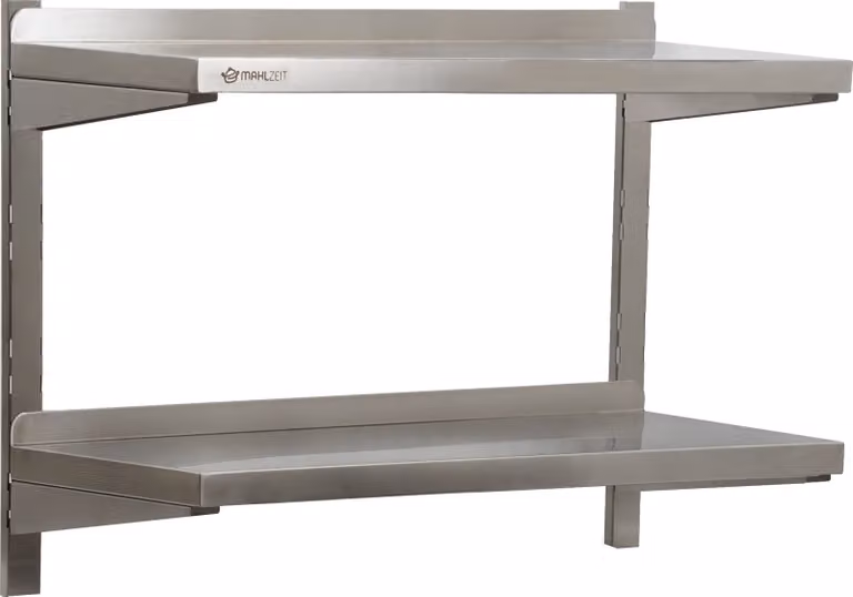 Mensola da parete in acciaio inox Mahlzeit, 80 x 35 cm, 2 ripiani, mensola da cucina mensola sospesa mensola da parete mensola da parete