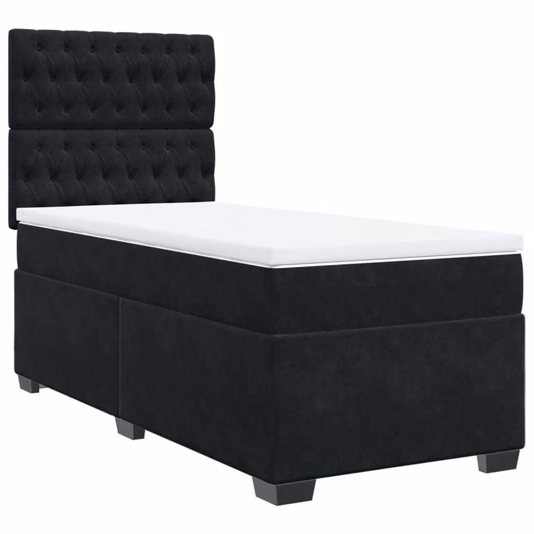 Giroletto a Molle con Materasso Nero 80x200 cm in Velluto