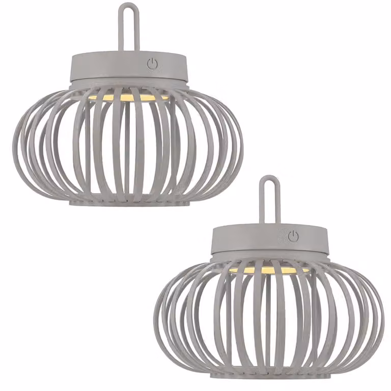 Set di 2 lampade a sospensione/tavolo a LED, color sabbia, con dimmer touch, diametro 25 cm