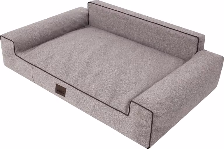 Letto per cani GLAMOUR divano letto posto letto eco lino tessuto cuscino cesto Cappucino XL 98x66 cm